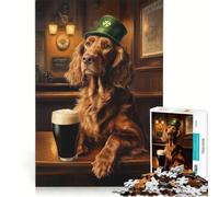 1000 Piece Jigsaw Puzzle for Adults St. Patrick’s Day Irish Setter in A Pub, Brain Teaser Game, Precision Cutting, Artists Collection, Fine Art 50x75cm