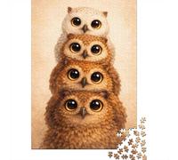 1000-Piece Jigsaw Puzzle for Adults, Stack of Cute Owls, 38x26cm/1000pcs, Screen-Free Winter Activity, Weekend Downtime And Time at Home