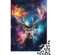 1000-Piece Jigsaw Puzzle for Adults, Stag in The Cosmos -1, 70x50cm/1000pcs, Idea, Screen-Free Activity And Quiet Winter Weekends