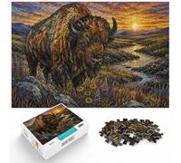1000 Piece Jigsaw Puzzle for Adults, Stained Glass American Bison Art | For a festive gift with screen-free appeal: Adult jigsaw puzzle with 1000 pieces suits quiet days around New Year.