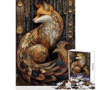 1000 Piece Jigsaw Puzzle for Adults Stained Glass Art Deco Fox Fun Interactive Family Experience Wonderful Holiday Giftsing Choice (50x75cm)