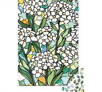 1000 Piece Jigsaw Puzzle for Adults, Stained Glass Forget-Me-Nots