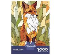 1000 Piece Jigsaw Puzzle for Adults Stained Glass Fox in Nature Jigsaw Toy Wall Decor Difficult Hard Unique Gifts for Birthday And Christmas 38x26cm/1000pcs