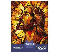 1000 Piece Jigsaw Puzzle for Adults Stained Glass Jesus Puzzles for Adults Family Game A Work of Art Unique Gifts for Birthday And Christmas 38x26cm/1000pcs