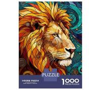 1000 Piece Jigsaw Puzzle for Adults Stained Glass Lion Jigsaw for Adults Family Game Difficult Challenge Birthday And Unique Gifts 52x38cm/1000pcs