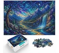 1000 Piece Jigsaw Puzzle for Adults, Stained Glass Mountain Valley at Night | For puzzle lovers in winter: Adult jigsaw puzzle with 1000 pieces; for a gift that can be enjoyed well beyond the holidays.