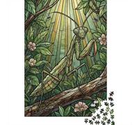 1000 Piece Jigsaw Puzzle for Adults, Stained Glass Praying Mantis Art, 38x26cm/1000pcs, Festive Gift Idea, Relaxing Home Activity And Family Time at Home