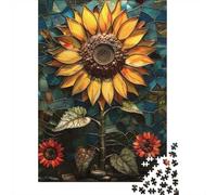 1000 Piece Jigsaw Puzzle for Adults, Stained Glass Sunflower Mosaic(2)