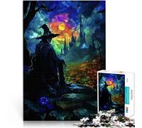 1000 Piece Jigsaw Puzzle for Adults Stained Glass Wizard Pumkin Patch and Castle Entspannungsspiele Geschenk zum Geburtstag38x26cm