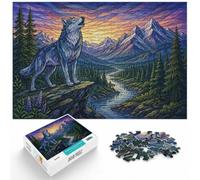 1000 Piece Jigsaw Puzzle for Adults, Stained Glass Wolf in Mountain Forest | For rainy days at home: Adult jigsaw puzzle with 1000 pieces creates a longer, more absorbing puzzle session.