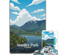 1000 Piece Jigsaw Puzzle for Adults, Stanley Park, Canada Travel Poster | A traditional jigsaw format on indoor afternoons for shared leisure.