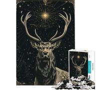 1000 Piece Jigsaw Puzzle for Adults Starlit Deer Jigsaw for Adults Brain Teaser Game Enhance Memory Parent-child Interaction (Size 38x52cm)