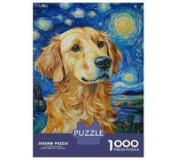 1000 Piece Jigsaw Puzzle for Adults Starry Doggy Night -3 Puzzles for Adults Fun Games Precision Cutting Difficult And Challenge 52x38cm/1000pcs