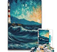 1000 Piece Jigsaw Puzzle for Adults Starry Lighthouse Toys Educational Games Staycation Kill Time Great Gift (38x52cm)