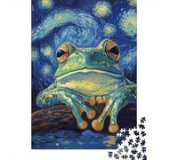 1000-Piece Jigsaw Puzzle for Adults, Starry Night Frog, 38x26cm/1000pcs, Shared Puzzle Activity, Weekend Leisure And Couples And Families