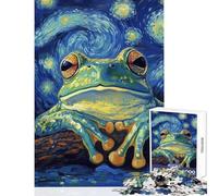 1000 Piece Jigsaw Puzzle for Adults Starry Night Frog Impossible Game Staycation Kill Time Educational Toy Enhance Love between Couples (38X52cm)