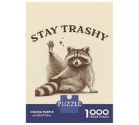 1000 Piece Jigsaw Puzzle for Adults Stay Trashy Raccoon Illustration Jigsaw Toy Wall Decor Difficult Hard Unique Gifts for Birthday And Christmas 70x50cm/1000pcs