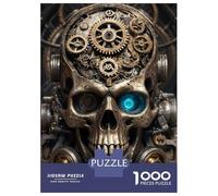 1000 Piece Jigsaw Puzzle for Adults Steampunk Gear Head Skull Jigsaws for Adults Family Game Analysis And Logic Difficult And Challenge 70x50cm/1000pcs