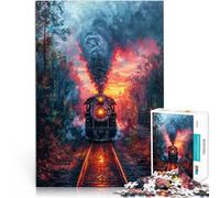 1000 Piece Jigsaw Puzzle for Adults Steamtrain on the rails Stress Relief 26x38cm Artists Collection, Fine Art for 14+