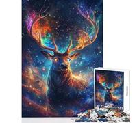 1000 Piece Jigsaw Puzzle for Adults Stellar Stag Cosmic Majesty Fun Interactive Family Experience Wonderful Holiday Giftsing Choice (50x75cm)