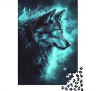 1000-Piece Jigsaw Puzzle for Adults, Stellar Wolf Glow, 38x26cm/1000pcs, for Calm Hands-on Time after Work; Smooth White Cardboard Pieces