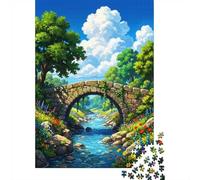 1000 Piece Jigsaw Puzzle for Adults, Stone Bridge Over a Stream | For a classic tabletop challenge, this adult jigsaw puzzle with 1000 pieces turns free time into a focused activity.