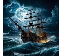 1000 Piece Jigsaw Puzzle for Adults,Storm Ancient Sailboat 26 x 26 Inches DIY Educational Game Challenge puzzle for adults teens decoration puzzles Suitable Wall Decoration Gifts Relax