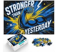 1000 Piece Jigsaw Puzzle for Adults, Stronger Than Yesterday Arm Graphic | For calm afternoons, this adult jigsaw puzzle with 1000 pieces offers a classic activity for adults.