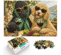 1000 Piece Jigsaw Puzzle for Adults, Stylish Dogs Enjoying Wine and Cheese | For Christmas and winter evenings, this adult jigsaw puzzle with 1000 pieces suits quiet days around New Year.