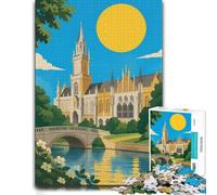 1000 Piece Jigsaw Puzzle for Adults, Stylized Cityscape with Sun and Trees | For winter days with time to puzzle, this adult jigsaw puzzle with 1000 pieces offers a longer activity for the holidays.
