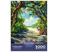1000 Piece Jigsaw Puzzle for Adults, Sundarbans Mangrove Artwork, Mindfulness Activity, Perfect, Premium Thick Cardboard, 38x26cm/1000pcs