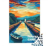1000 Piece Jigsaw Puzzle for Adults, Sunset at Panama Canal, 52x38cm/1000pcs, Winter Indoor Activity, Quiet Evening Leisure And Cosy Evenings