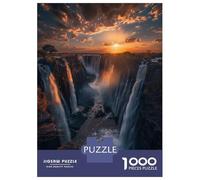 1000 Piece Jigsaw Puzzle for Adults Sunset at Victoria Falls Adult Jigsaw Puzzle Toy Wall Decor Precision Cutting Unique Gifts for Birthday And Christmas 70x50cm/1000pcs