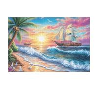 1000 Piece Jigsaw Puzzle for Adults Sunset Beach 1000 PCS 75x50cm Rainy Day Indoor Activity Perfect for 14+s Teens Adults Family Fun Safe No Burrs Material Gift