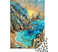 1000 Piece Jigsaw Puzzle for Adults, Sunset Cliffs Kintsugi Art, 38x26cm/1000pcs, Relaxing Winter Hobby, Quiet Evening Leisure And Cosy Evenings