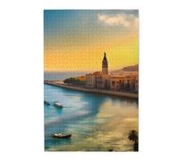 1000 Piece Jigsaw Puzzle for Adults,Sunset in Barcelona, Puzzles with Letters on Back, Challenging Puzzle for Game Night Home Décor, 19.7 x 29.5