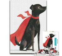 1000 Piece Jigsaw Puzzle for Adults, Super Dog with Red Cape Illustration | Adult puzzle challenge on Sunday afternoons for rewarding progress.