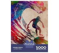1000 Piece Jigsaw Puzzle for Adults Surfer Watercolor Art Puzzles for Adults Fun Games Precision Cutting Difficult And Challenge 52x38cm/1000pcs