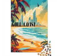 1000-Piece Jigsaw Puzzle for Adults, Surfing Gold Coast, 52x38cm/1000pcs, Relaxing Home Activity And Holiday Downtime