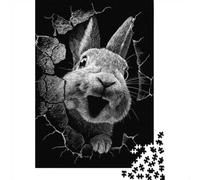 1000 Piece Jigsaw Puzzle for Adults, Surprised Rabbit Breaking Through Wall, 38x26cm/1000pcs, Indoor Family Activity, Time Around The Table And Time Together