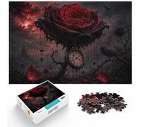 1000 Piece Jigsaw Puzzle for Adults, Surreal Rose and Melting Clock | For free days in December, this adult jigsaw puzzle with 1000 pieces makes a thoughtful puzzle gift for adults.