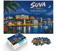 1000 Piece Jigsaw Puzzle for Adults, Suva, Fiji Island Capital at Night | For free days in December, this adult jigsaw puzzle with 1000 pieces offers a screen-free activity for the Christmas break.