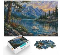 1000 Piece Jigsaw Puzzle for Adults, Swan on a lake with mountains | For a puzzle gift at Christmas: Adult jigsaw puzzle with 1000 pieces turns winter leisure into a focused activity.