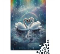 1000 Piece Jigsaw Puzzle for Adults, Swans in Love Under Rainbow Rain | For longer puzzle sessions: Adult jigsaw puzzle with 1000 pieces works well for solo leisure or shared family time.