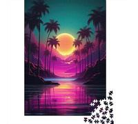 1000-Piece Jigsaw Puzzle for Adults, Synthwave Abstract Vibes, 70x50cm/1000pcs; A Calm After-work Activity; Clean White Card Pieces for Sorting