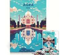 1000 Piece Jigsaw Puzzle for Adults Taj Mahal Travel Poster, Brain Teaser Game, Precision Cutting, Artists Collection, Fine Art 38x52cm