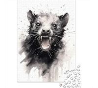 1000-Piece Jigsaw Puzzle for Adults, Tasmanian Devil Black Ink, 38x26cm/1000pcs, Idea, Relaxing Home Activity And Family Time at Home