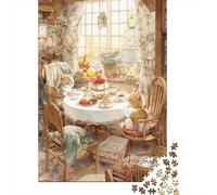 1000 Piece Jigsaw Puzzle for Adults, Tea Time for Two Cats, 70x50cm/1000pcs, Festive Gift Idea, Winter Indoor Activity And Family Time at Home