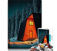 1000 Piece Jigsaw Puzzle for Adults Teens A Single Illuminated Cabin 1000 Piece Jigsaw,Challenging Family Activity Games DIY Toy for Home Wall Decor Gifts (size 38x26cm)