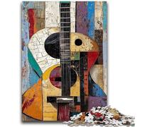 1000 Piece Jigsaw Puzzle for Adults Teens Abstract Guitar Adult Puzzles,Birthday Present, Gifts, Wall Art for Age 14 Years Up (38x26cm)